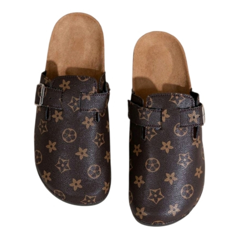 Brown Monogram Slip-On Clogs